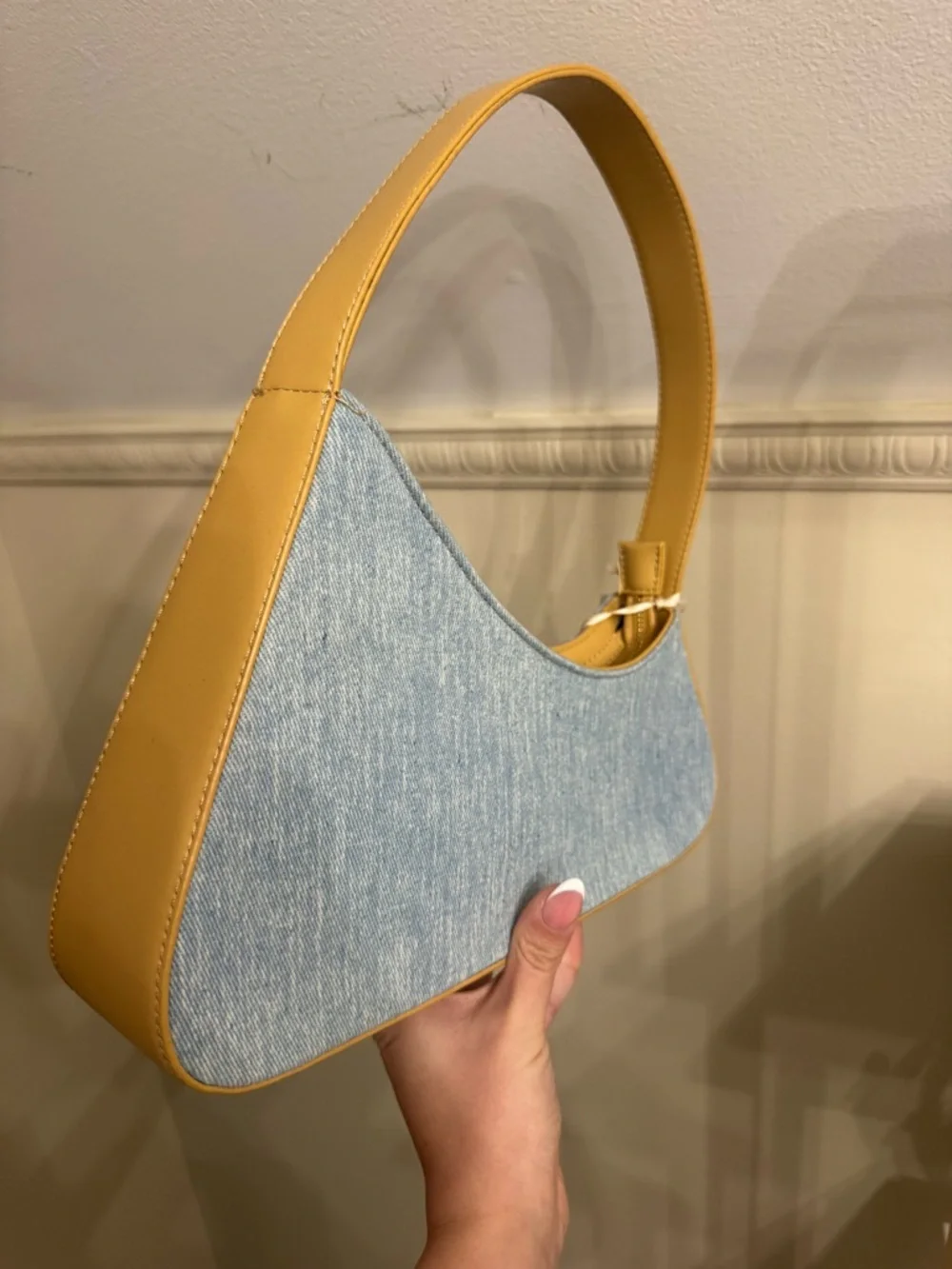 Denim and Tan Shoulder Bag - Picture 2 of 3
